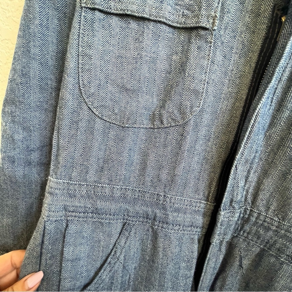 Berne Blue Herringbone Work Canvas Coveralls Jumpsuit  Zip Up SZ SM Short - Picture 5 of 12